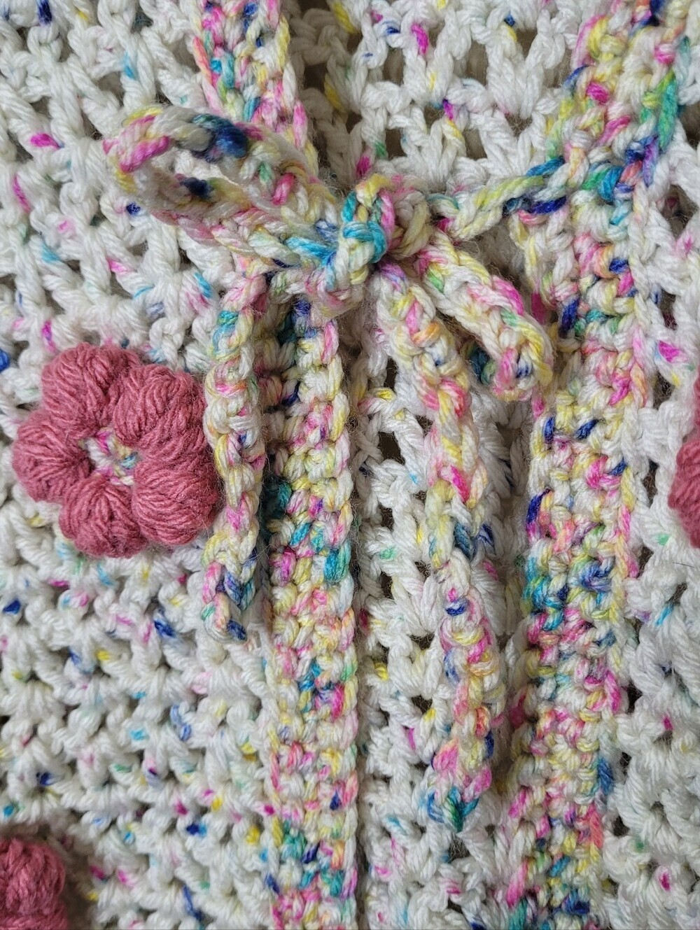 Girls Handmade Crochet Cardigan Sweater - Picture 4 of 8